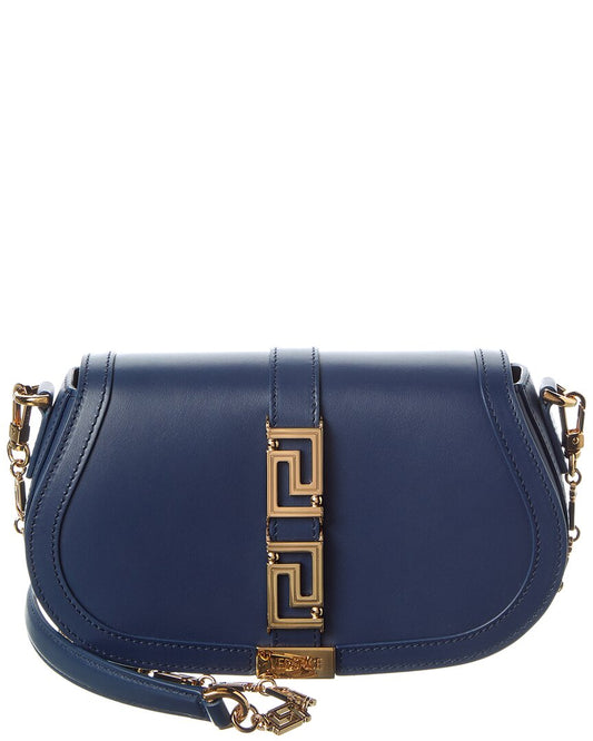 ! Versace Logo Leathe Shoulder Bag