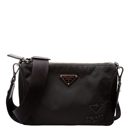 2VH113 Re-Nylon Small Zip Messenger Bag Black