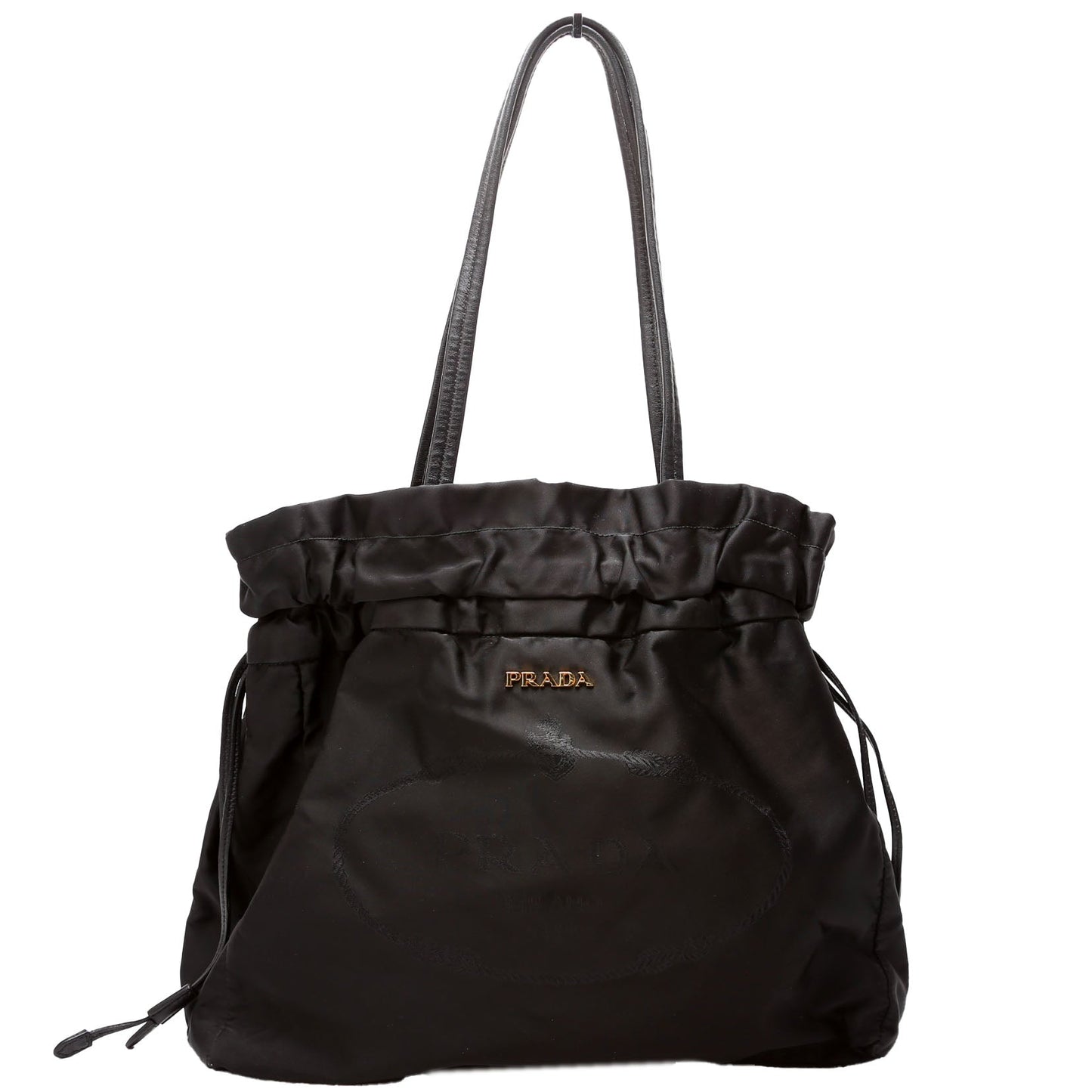 Tessuto Nylon Logo Drawstring Tote Black