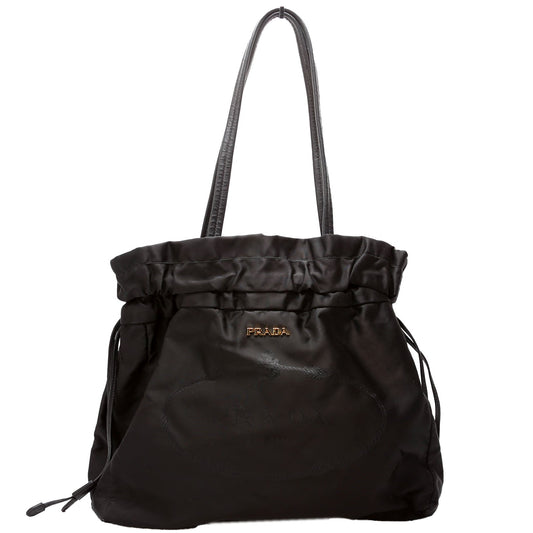 Tessuto Nylon Logo Drawstring Tote Black