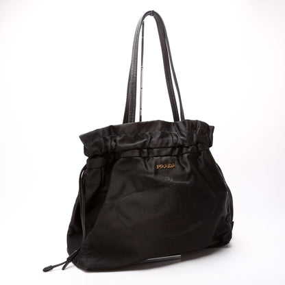 Tessuto Nylon Logo Drawstring Tote Black