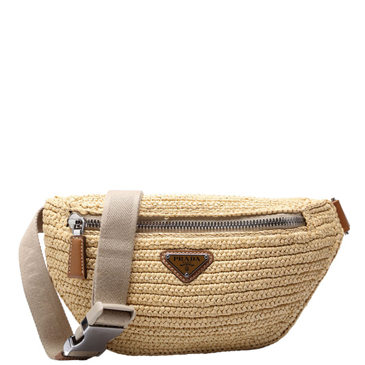 Natural Crochet Belt Bag Beige