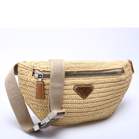 Natural Crochet Belt Bag Beige