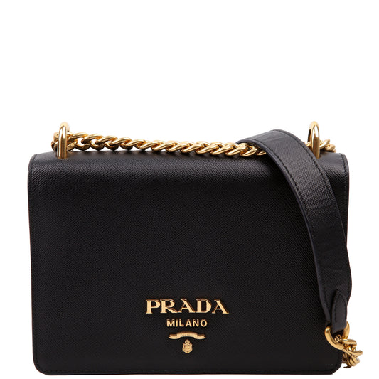 Saffiano Chain Crossbody Black