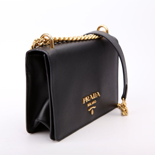 Saffiano Chain Crossbody Black