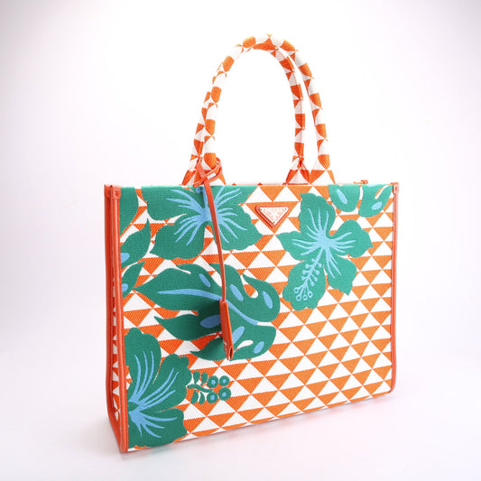 1BA356 Symbole Embroidered Tote Orange/White