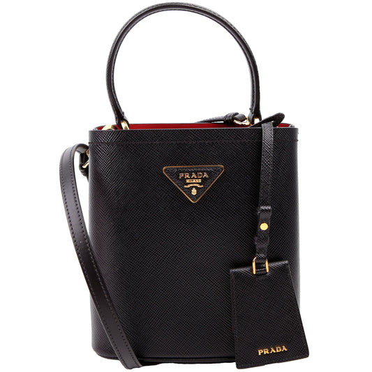 1BA217 Saffiano Cuir Small Panier Bag Black