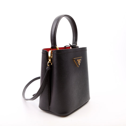 1BA217 Saffiano Cuir Small Panier Bag Black