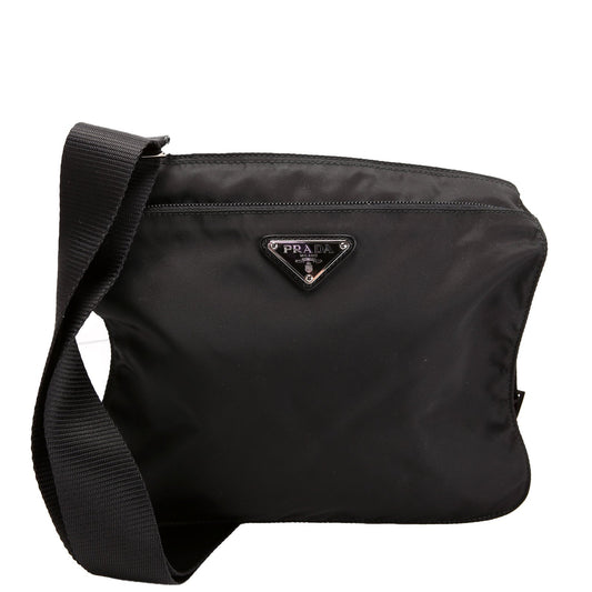Nylon Flat Small Messenger Black