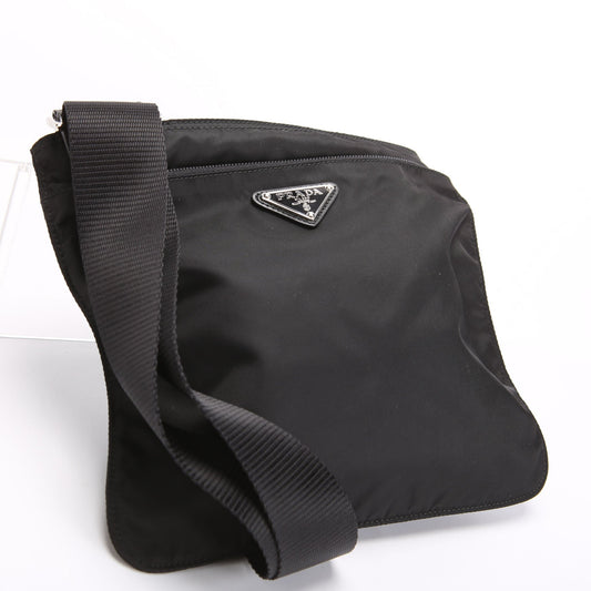 Nylon Flat Small Messenger Black