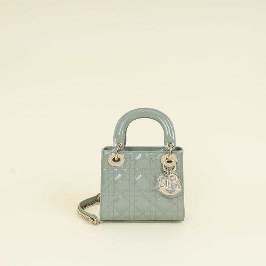 Christian Dior Grey Lady Dior Mini Chain Bag