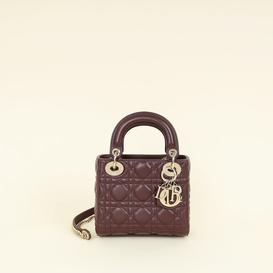 Christian Dior Plum Lady Dior Mini Chain Bag