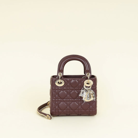 Christian Dior Plum Lady Dior Mini Chain Bag