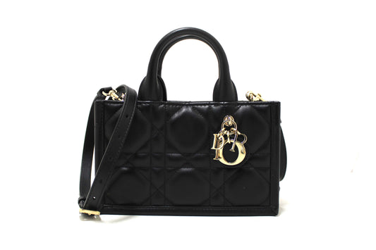 Christian Dior Black Calfksin Macrocannage Mini Book Tote