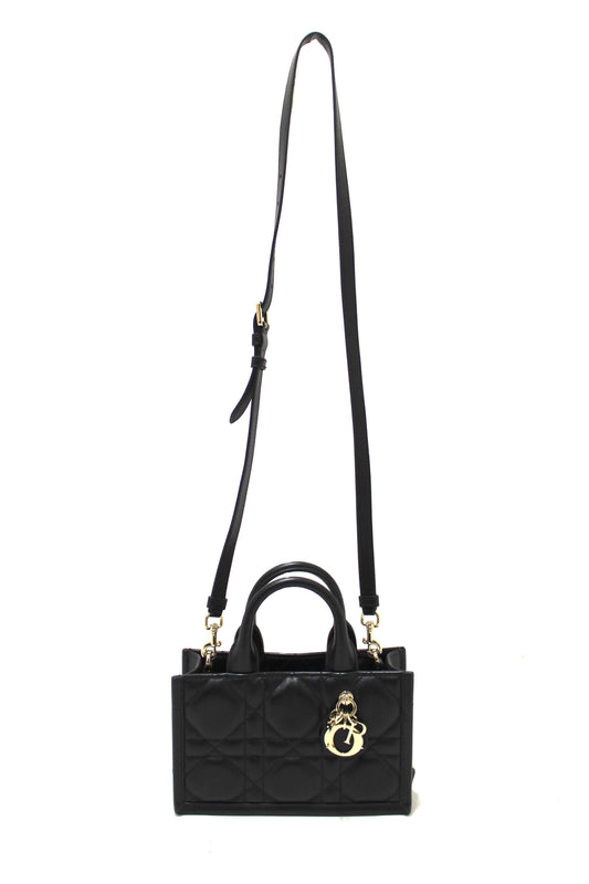 Christian Dior Black Calfksin Macrocannage Mini Book Tote
